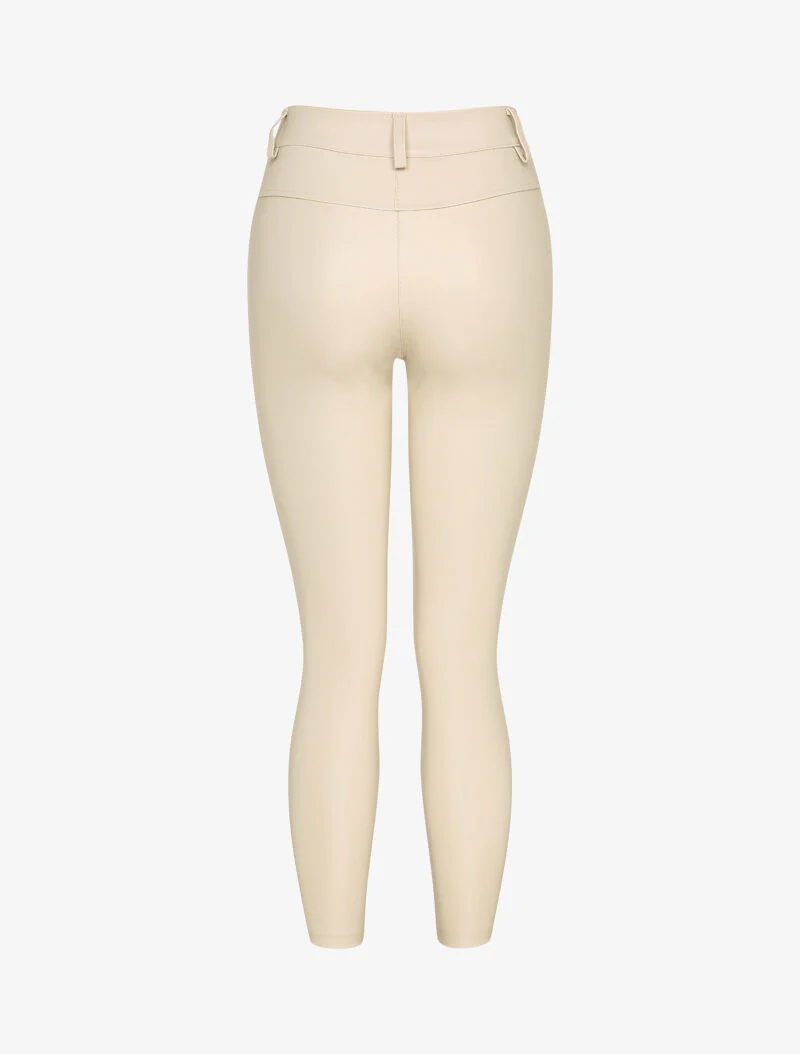7/8 broek met coating en ritsen aan de enkels - Beige - Image 2