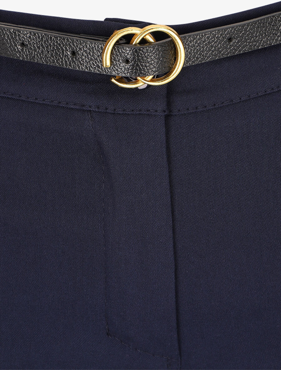 7/8 broek met revers en zakken met ruches - Marineblauw - Image 3