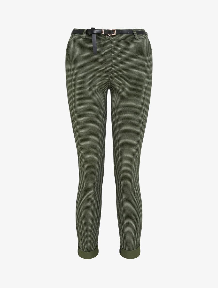 7/8 gedrukte klaver achterzijde broek - kaki