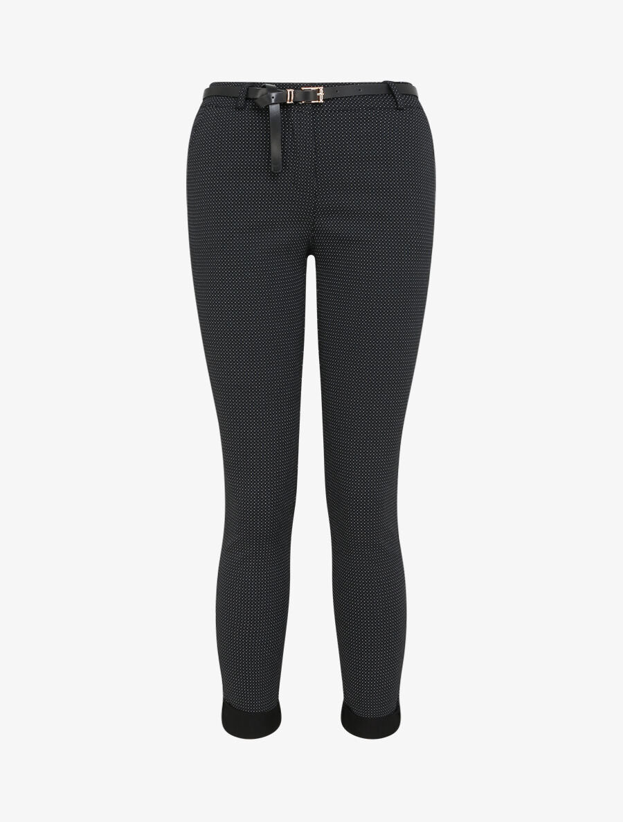 7/8 gedrukte klaver achterzijde broek - Zwart