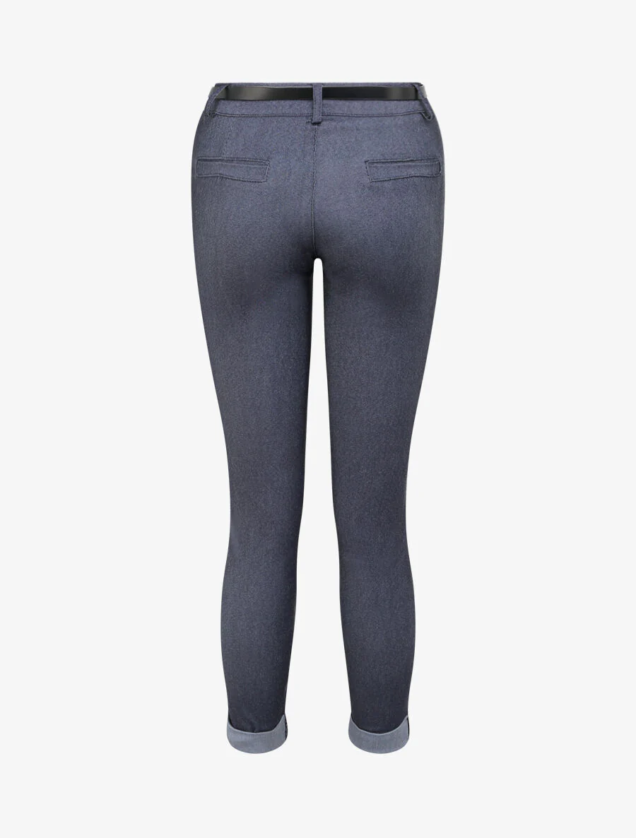 7/8 jeanslook broek met omgekeerde randen - Jeansblauw - Image 2