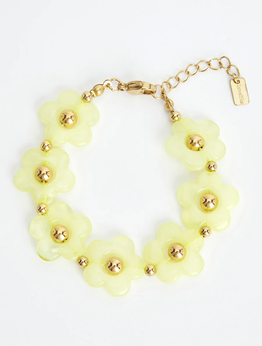 Armband met bloemenmotief van hars - Geel - Image 2
