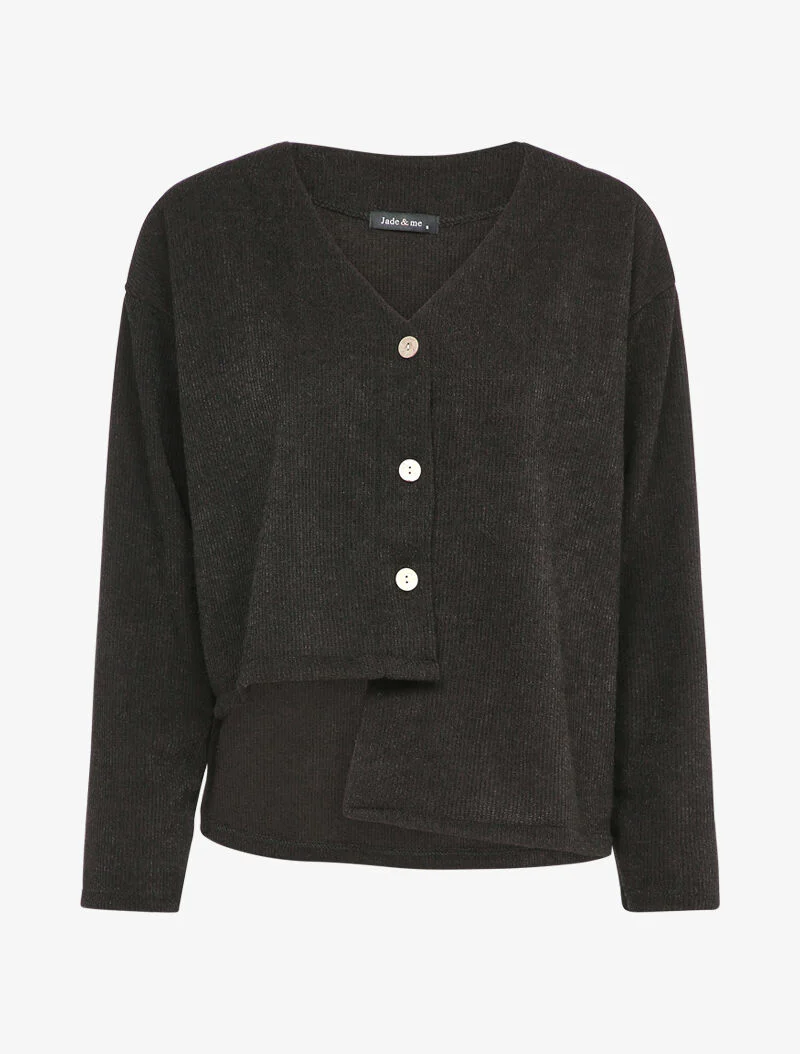 Cardigan met asymmetrische randen - Zwart