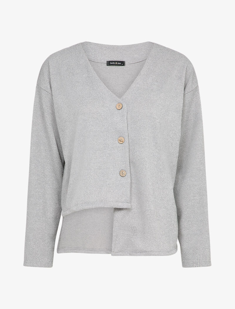 Cardigan met asymmetrische randen - Lichtgrijs