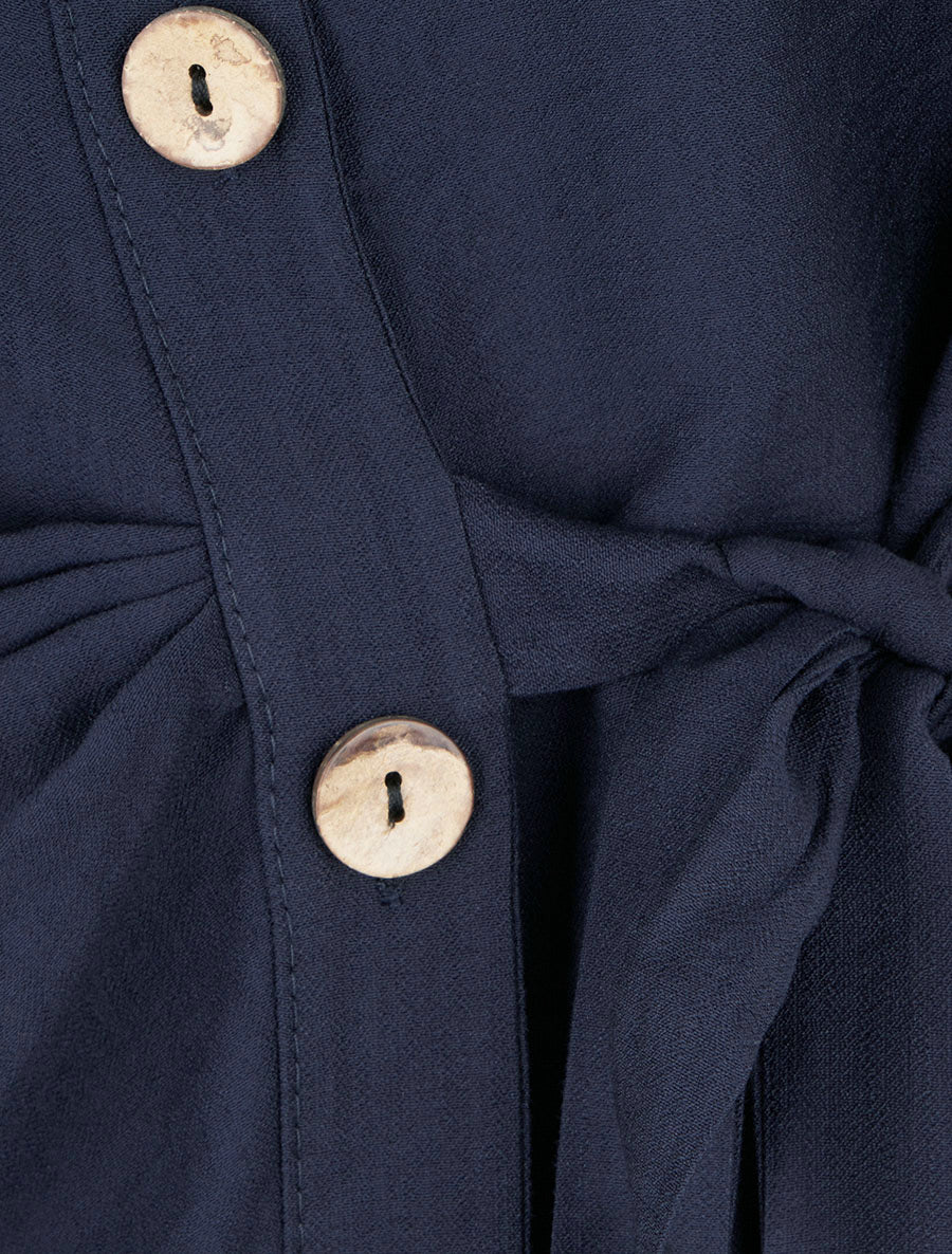 Asymmetrisch overhemd met drapeereffect - Marine - Image 3