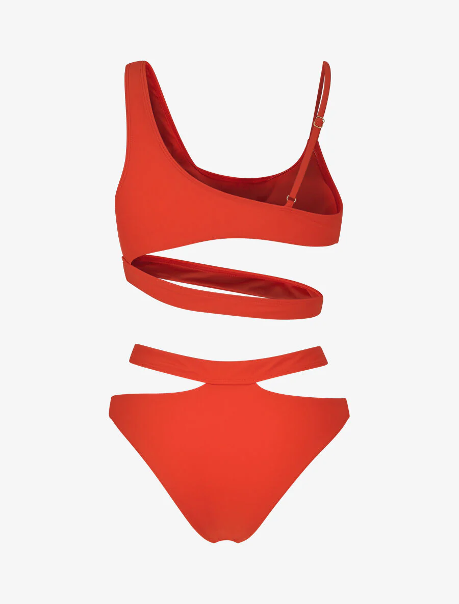 Asymmetrische bandeau bikini - oranje - Image 2