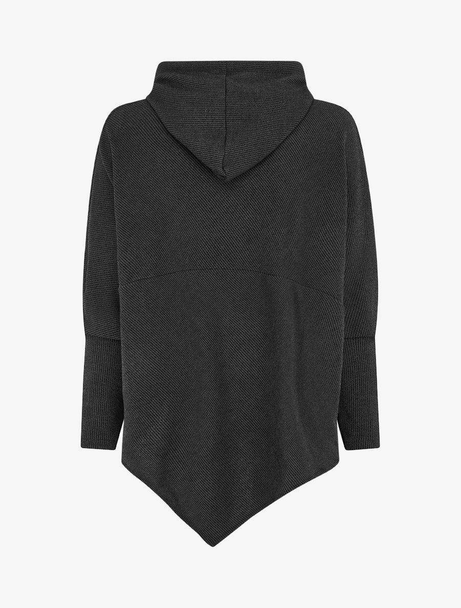 Asymmetrische dunne trui met capuchon - Zwart - Image 2
