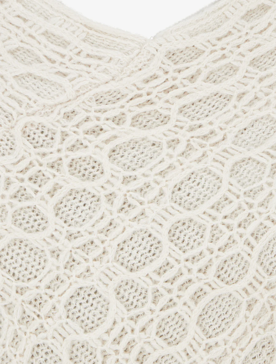 Asymmetrische effen poncho met franjes - Beige - Image 4