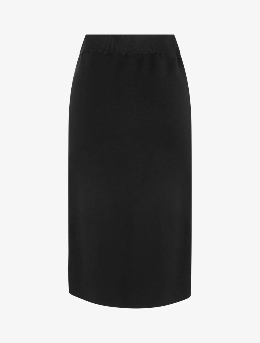 Asymmetrische gebreide effen rok - Zwart - Image 2