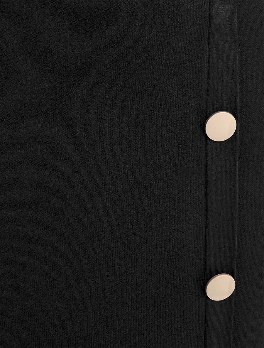Asymmetrische gebreide effen rok - Zwart - Image 3