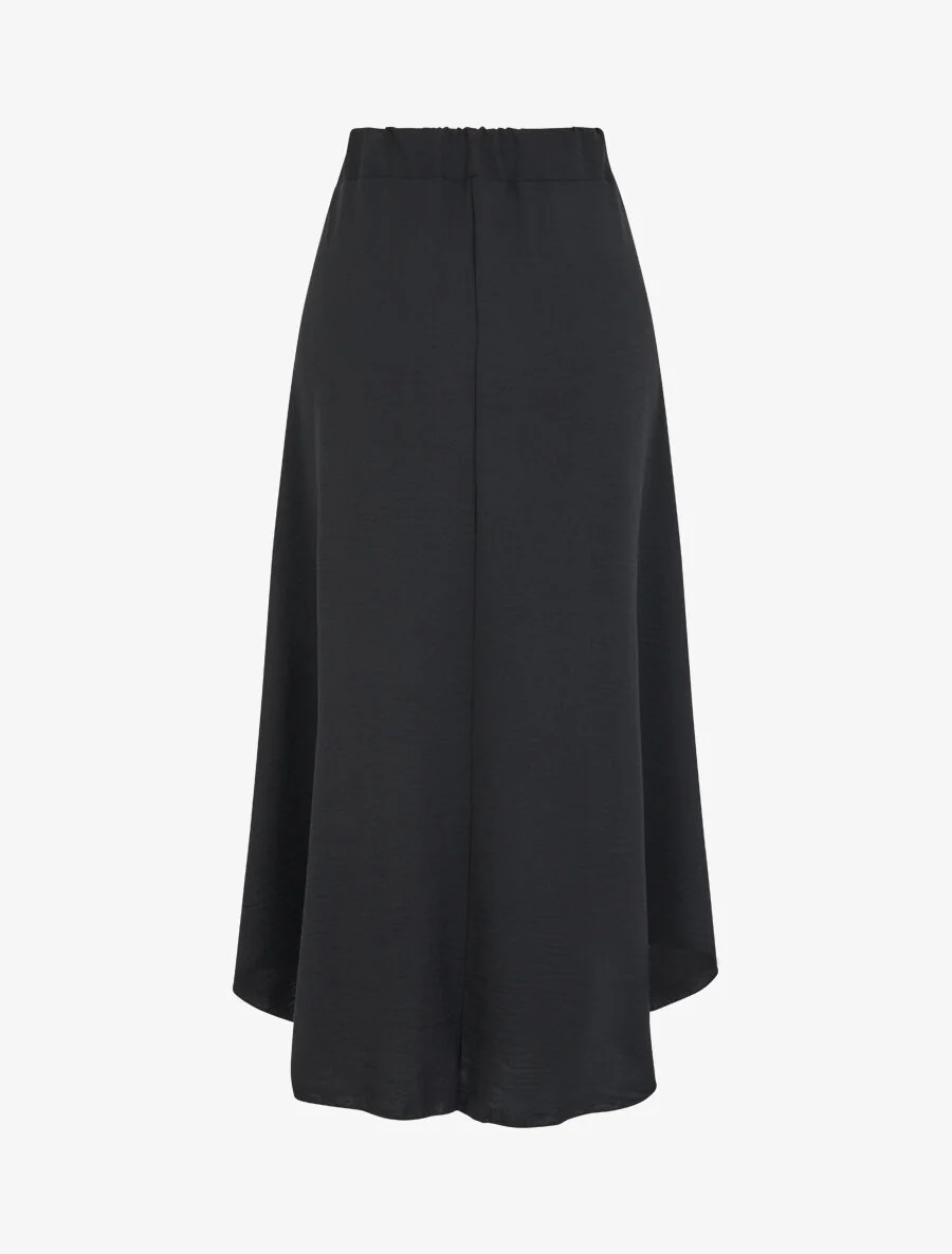 Lange rok met asymmetrische randen - Zwart - Image 3