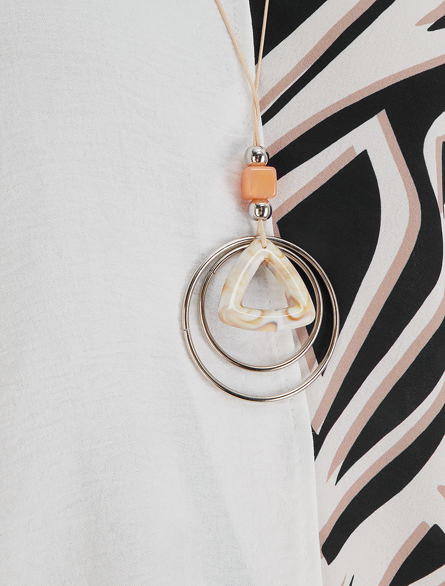 Asymmetrische mouwloze top met grafische print - Zwart - Image 3