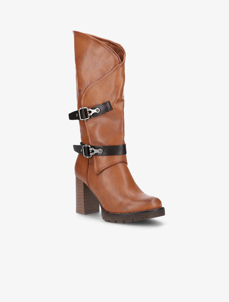 Laarzen met asymmetrische omslag - camel - Image 3