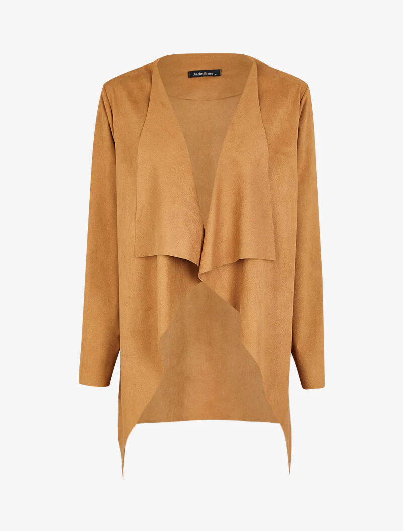 3/4 suède asymmetrische vest - Camel