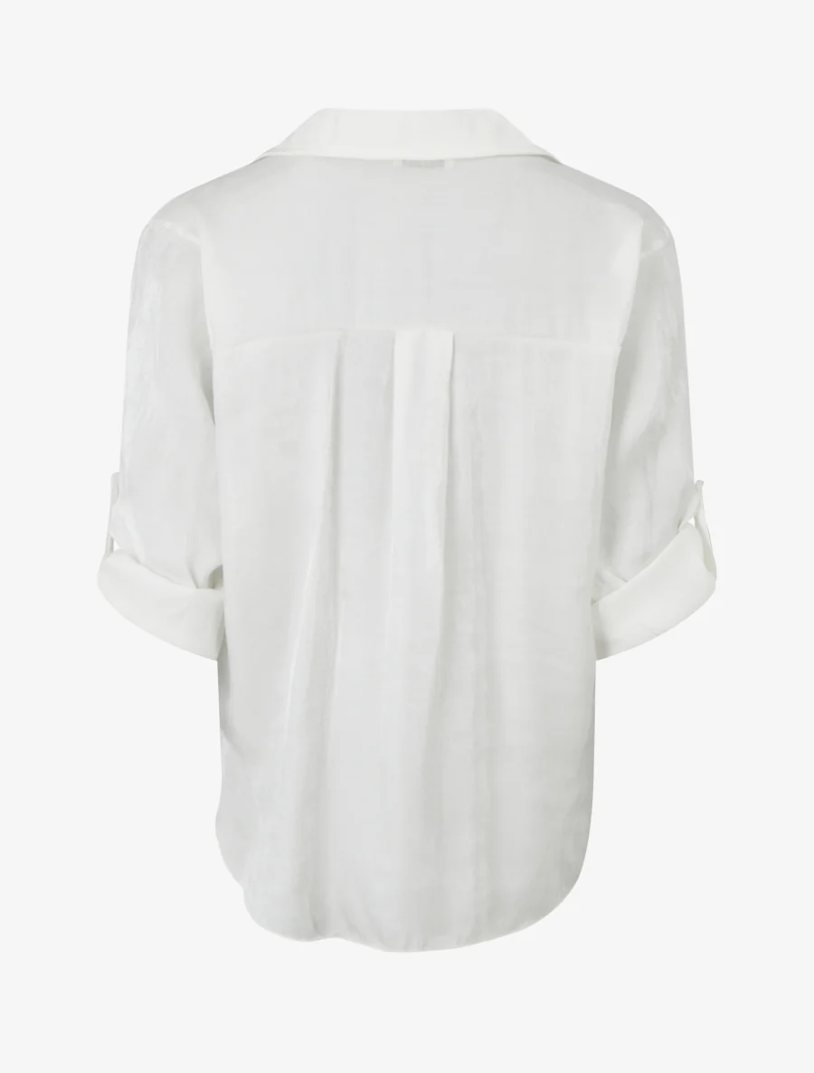 Asymmetrische parelmoeren blouse om te knopen - Wit - Image 2