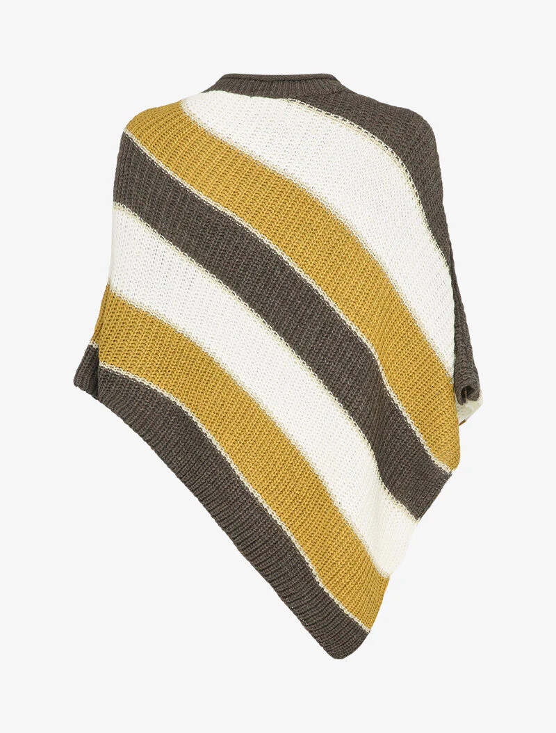 Asymmetrische poncho met iriserende strepen - Taupe - Image 2