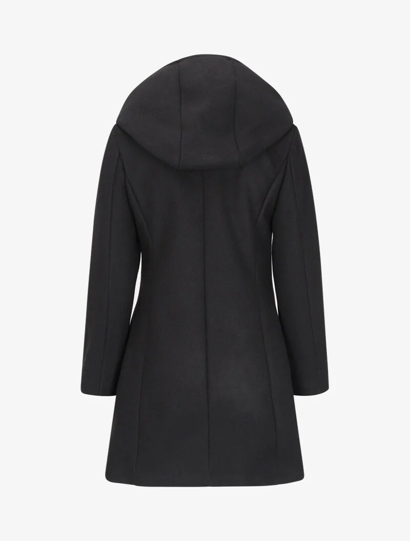 Jas met capuchon en asymmetrische rits - Zwart - Image 2