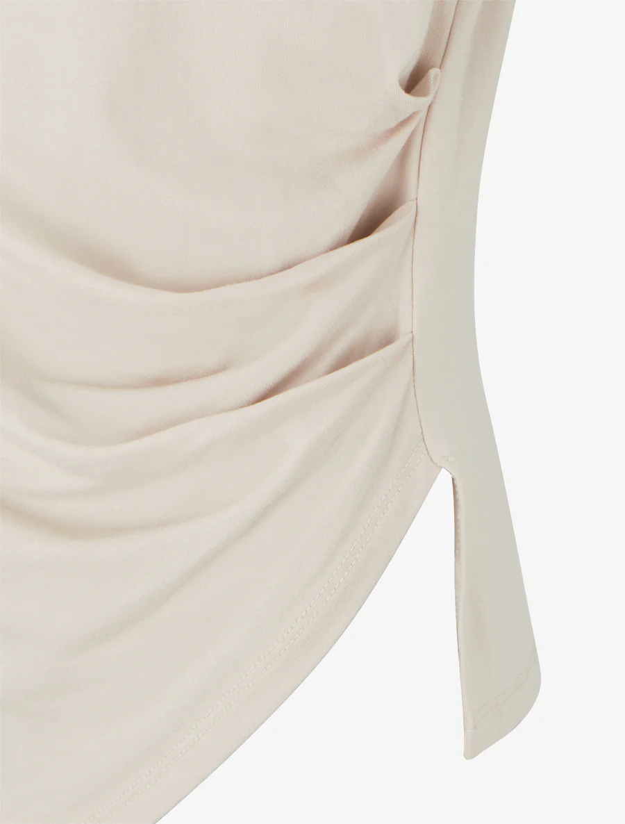 Asymmetrische top met korte mouwen - Beige - Image 3