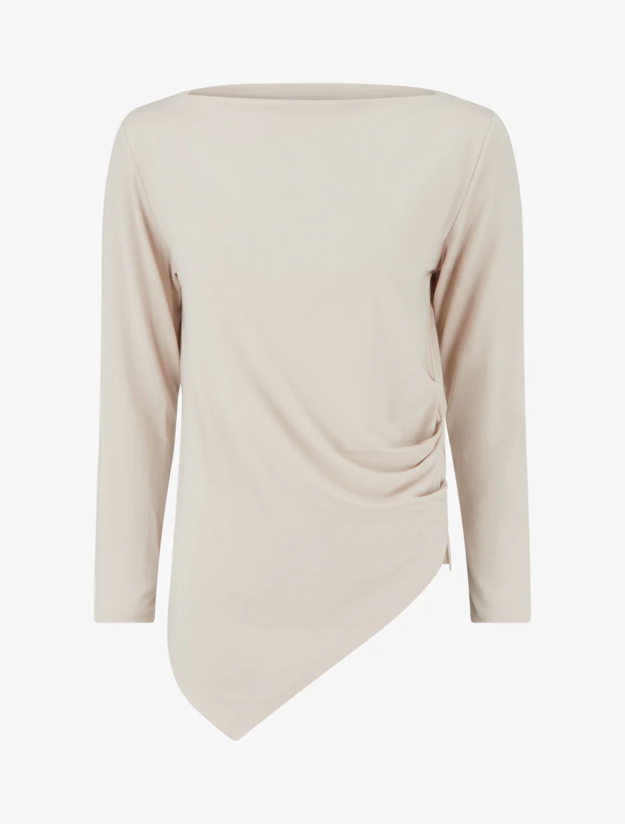 Asymmetrische top met ronde halslijn - Beige