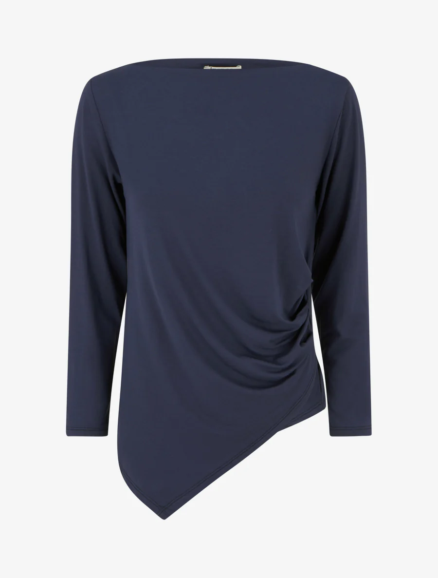 Asymmetrische top met ronde halslijn - Marine