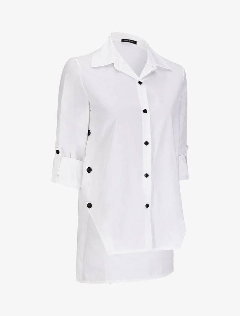 Asymmetrische tuniek met oprolbare mouwen - Wit - Image 3