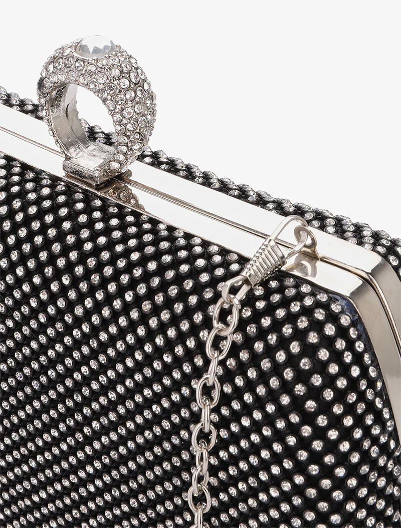 Avondclutch met ringgesp - Zwart - Image 4
