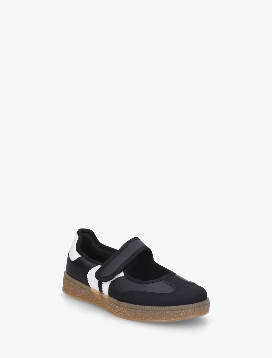 Ballerina's in sneakerstijl met klittenband. - Zwart - Image 2
