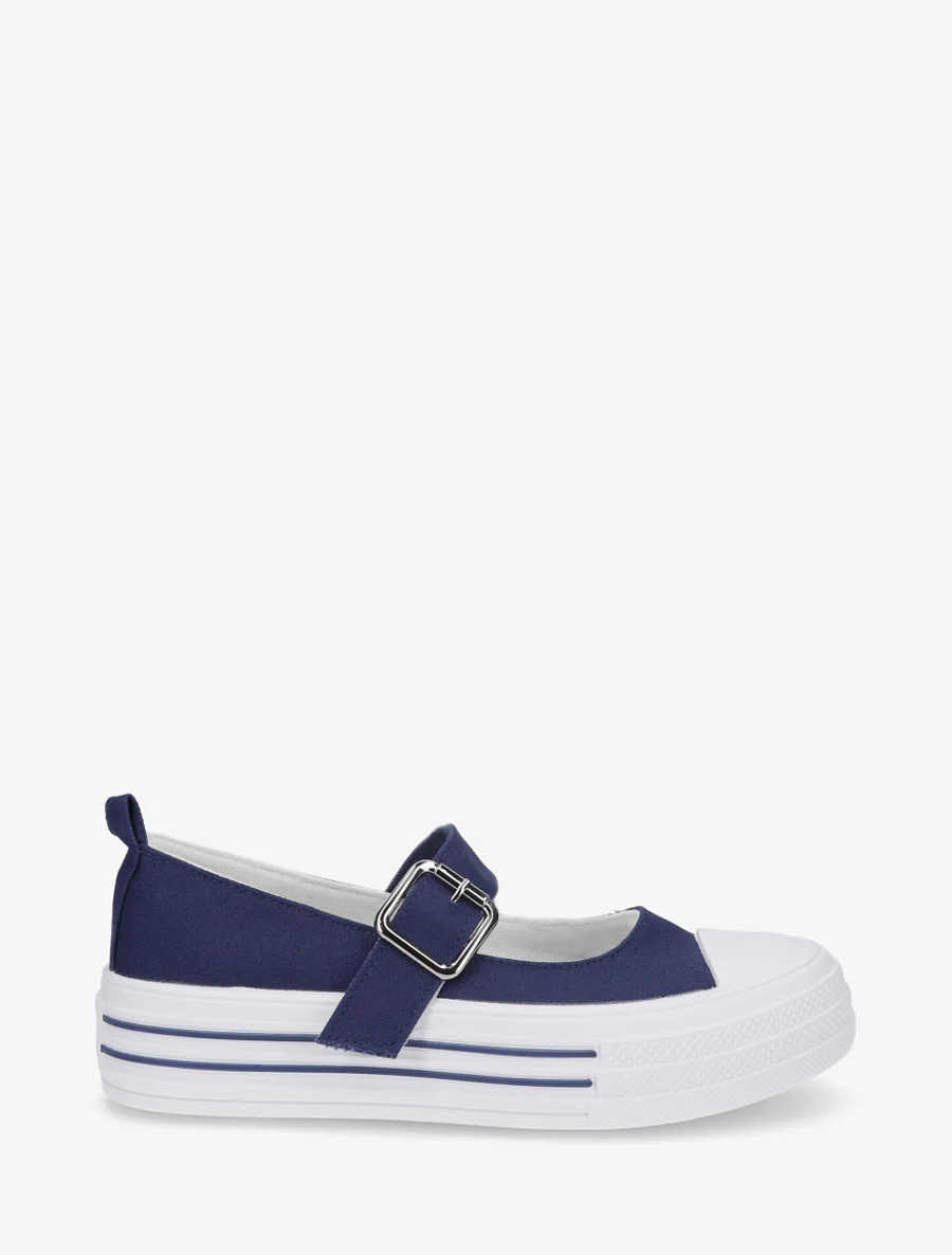 Ballerina's in sneakerstijl met klittenband - Marine