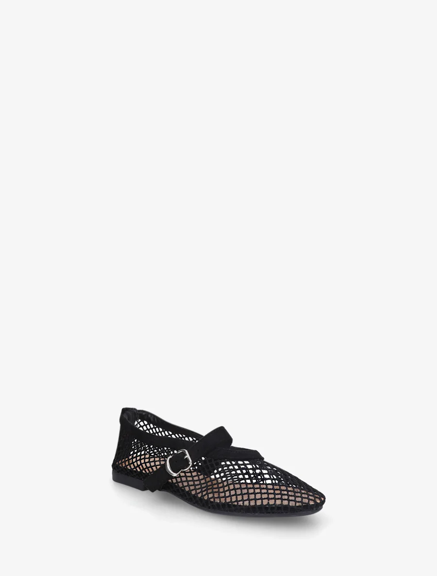 Ballerina's van netstof in Mary Jane-stijl - Zwart - Image 2