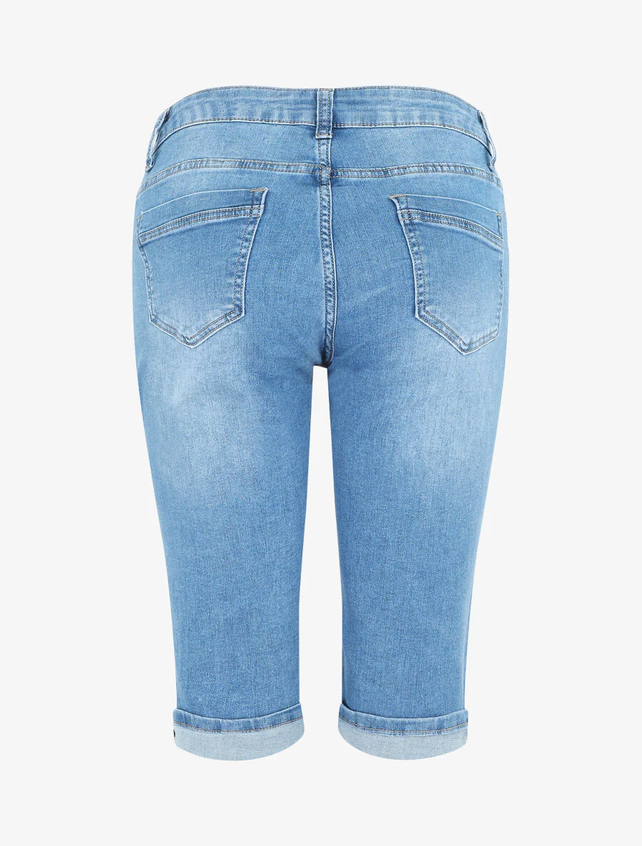 Basic denim rechte bermuda shorts - blauw - Image 2
