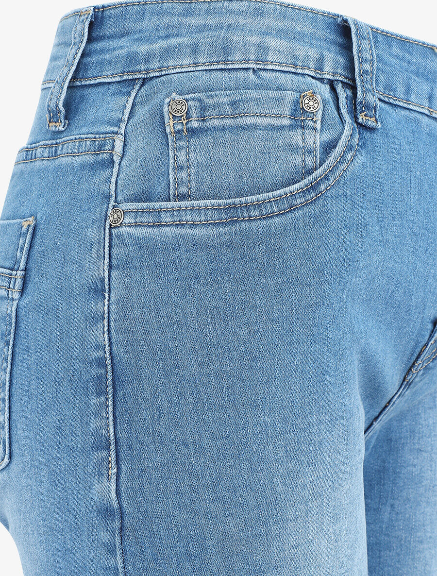 Basic denim rechte bermuda shorts - blauw - Image 3