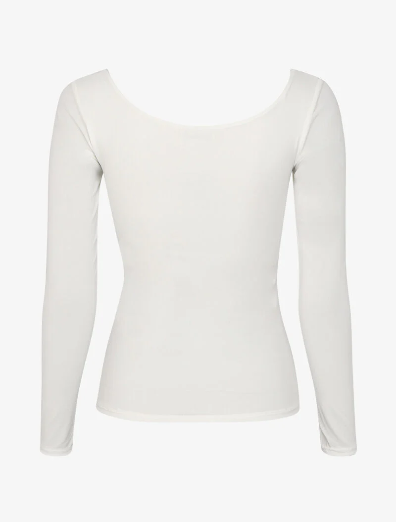 Basic top met lange mouwen en ronde hals - Wit - Image 2