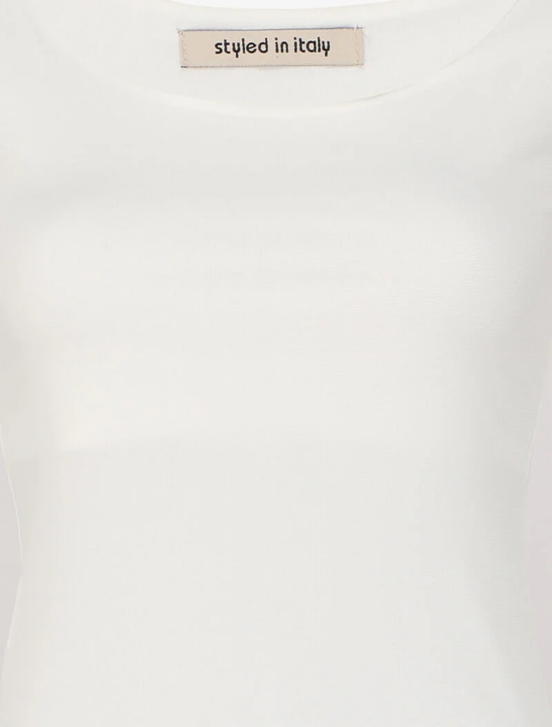 Basic top met lange mouwen en ronde hals - Wit - Image 3