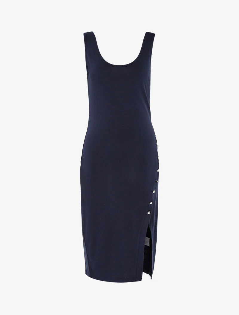 Basisjurk met knoopsluiting - marineblauw