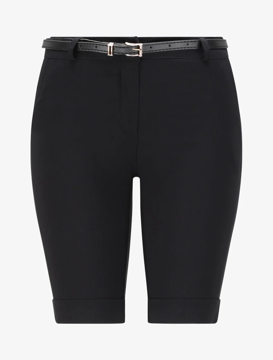 Bermuda stretch met omgekeerde - zwart