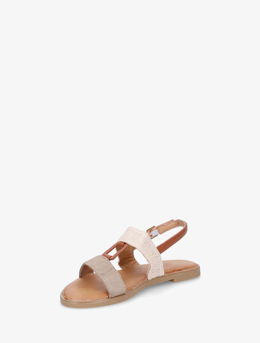 Bi-materiaal sandalen met rechthoekig sieraad - Mol - Image 3