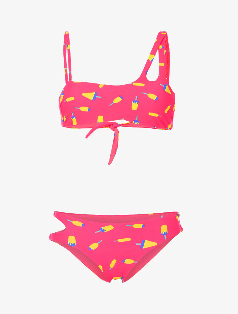 Bandeau bikini met sorbetprint - fuchsia