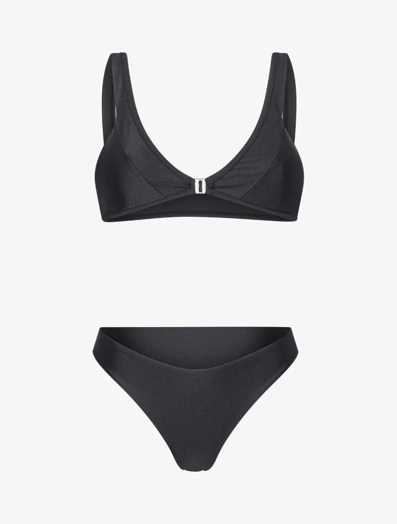 Bikini driehoek met clip - zwart