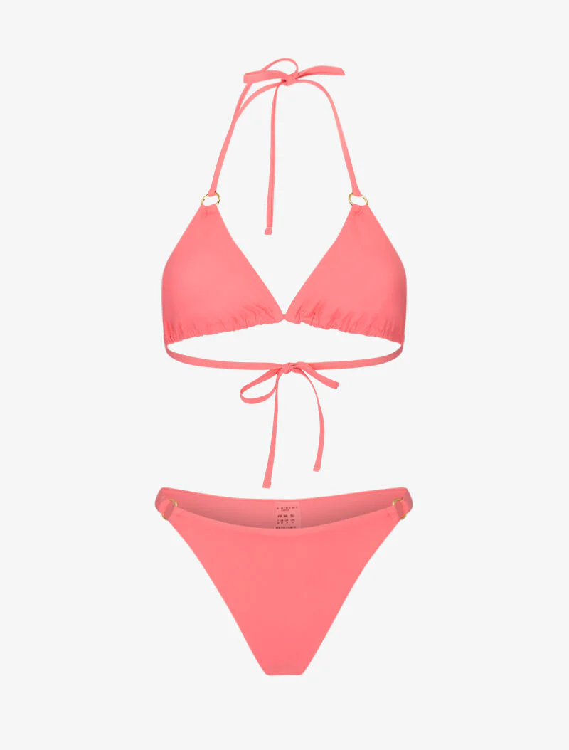 Driehoekige bikini met gouden ringen - roze