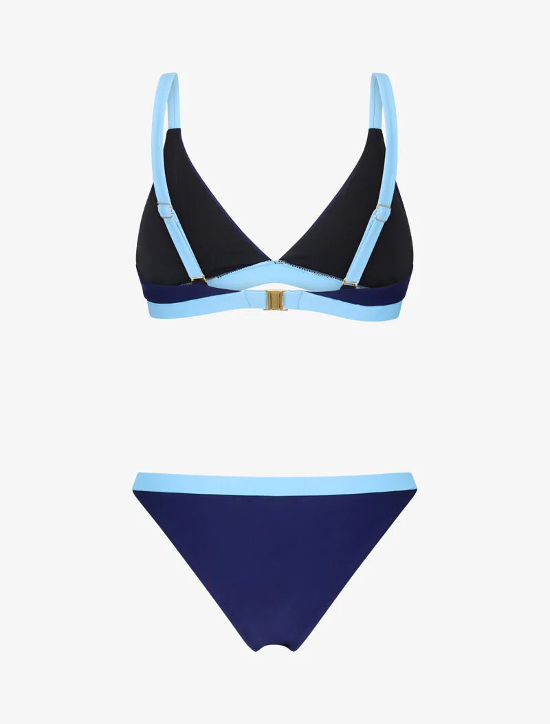 Tweekleurige triangelbikini - marineblauw - Image 2