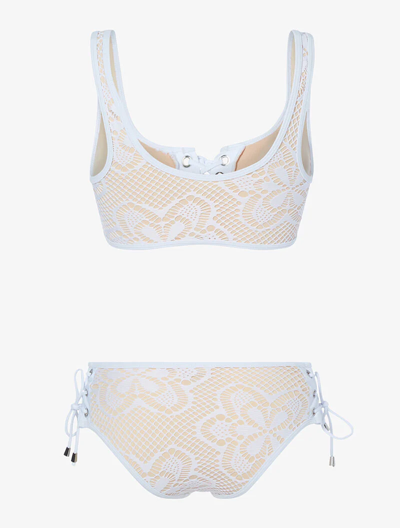 Gevoerd gehaakte bikini - wit/beige - Image 2