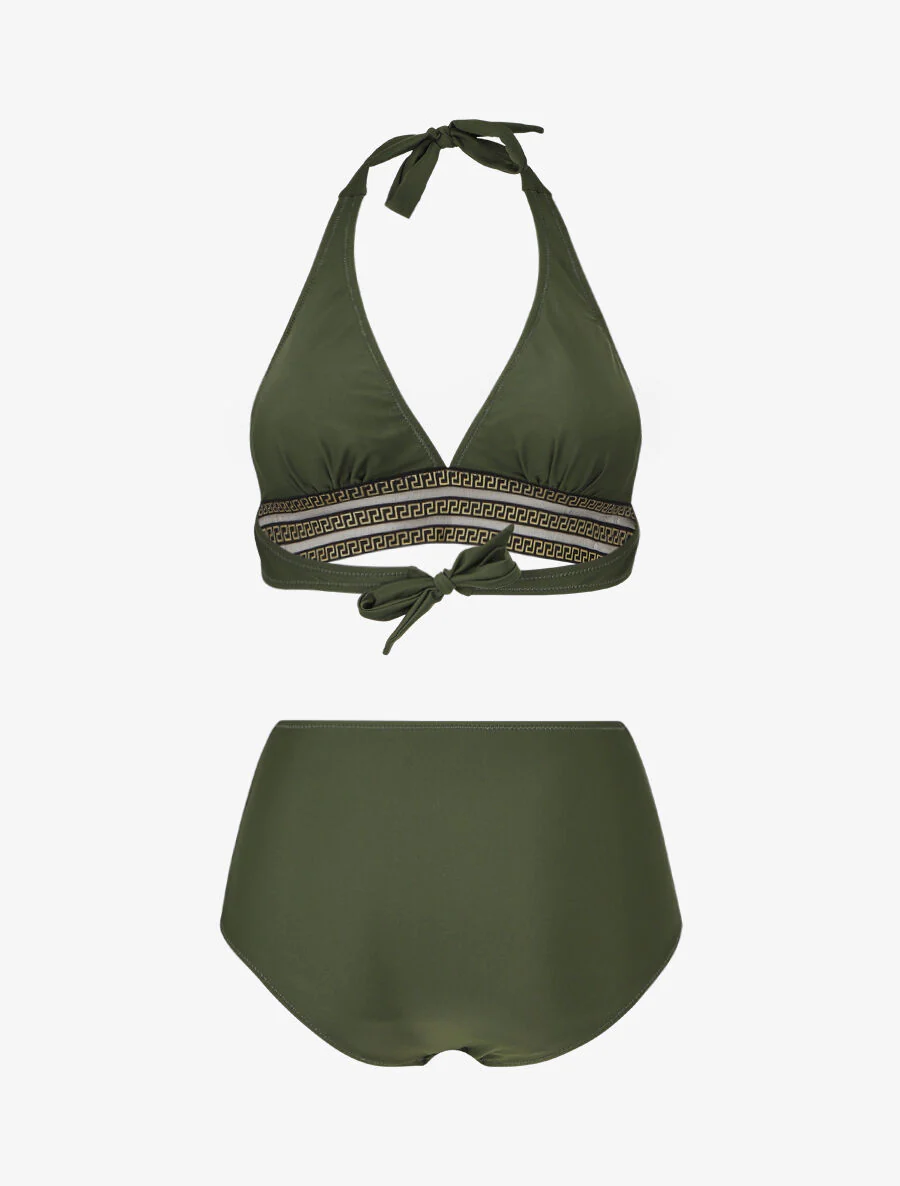 Hoog getailleerde bikini met Griekse motieven - Kaki - Image 2