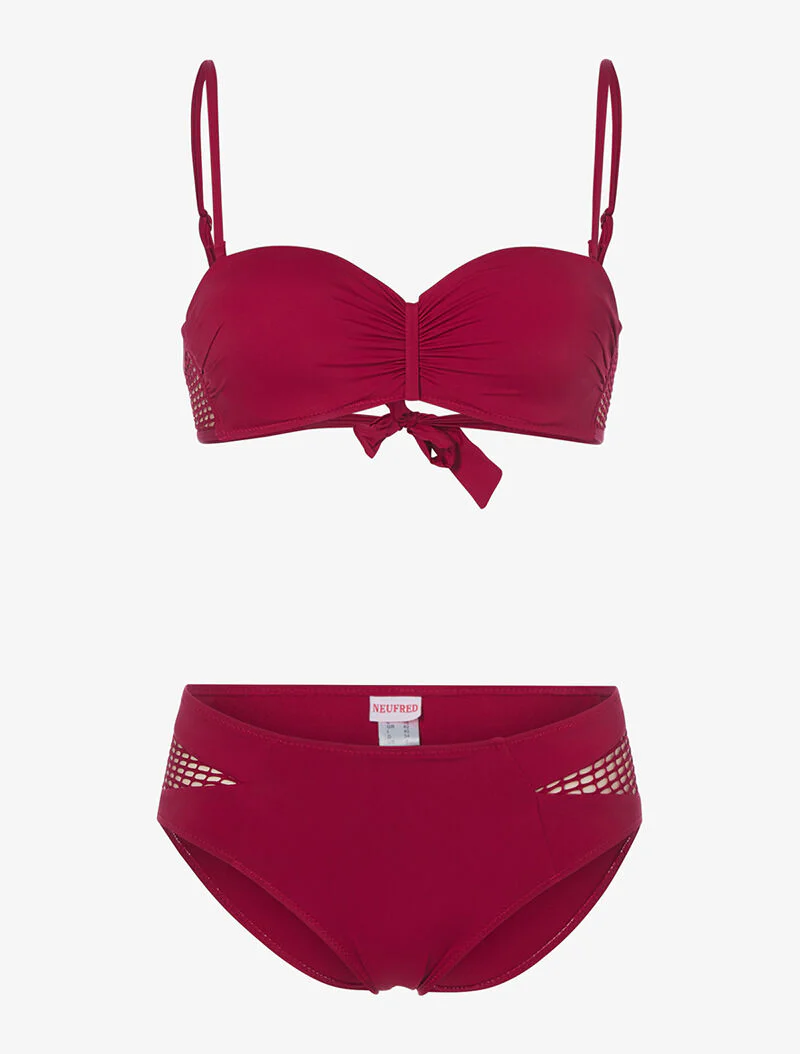 Bikini inzetstukken van netstof - bordeaux