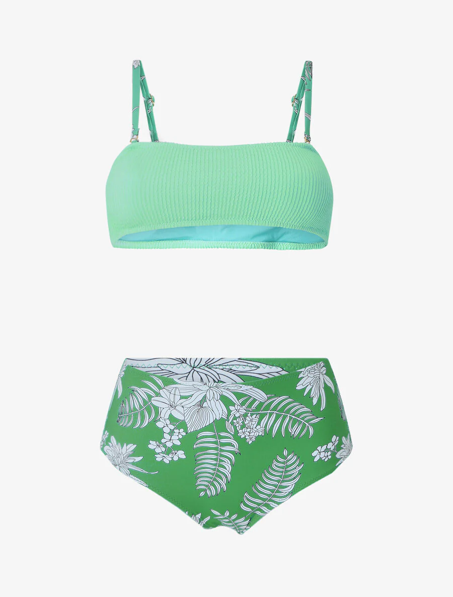 Bikini met bi-materiaal beha - Groen