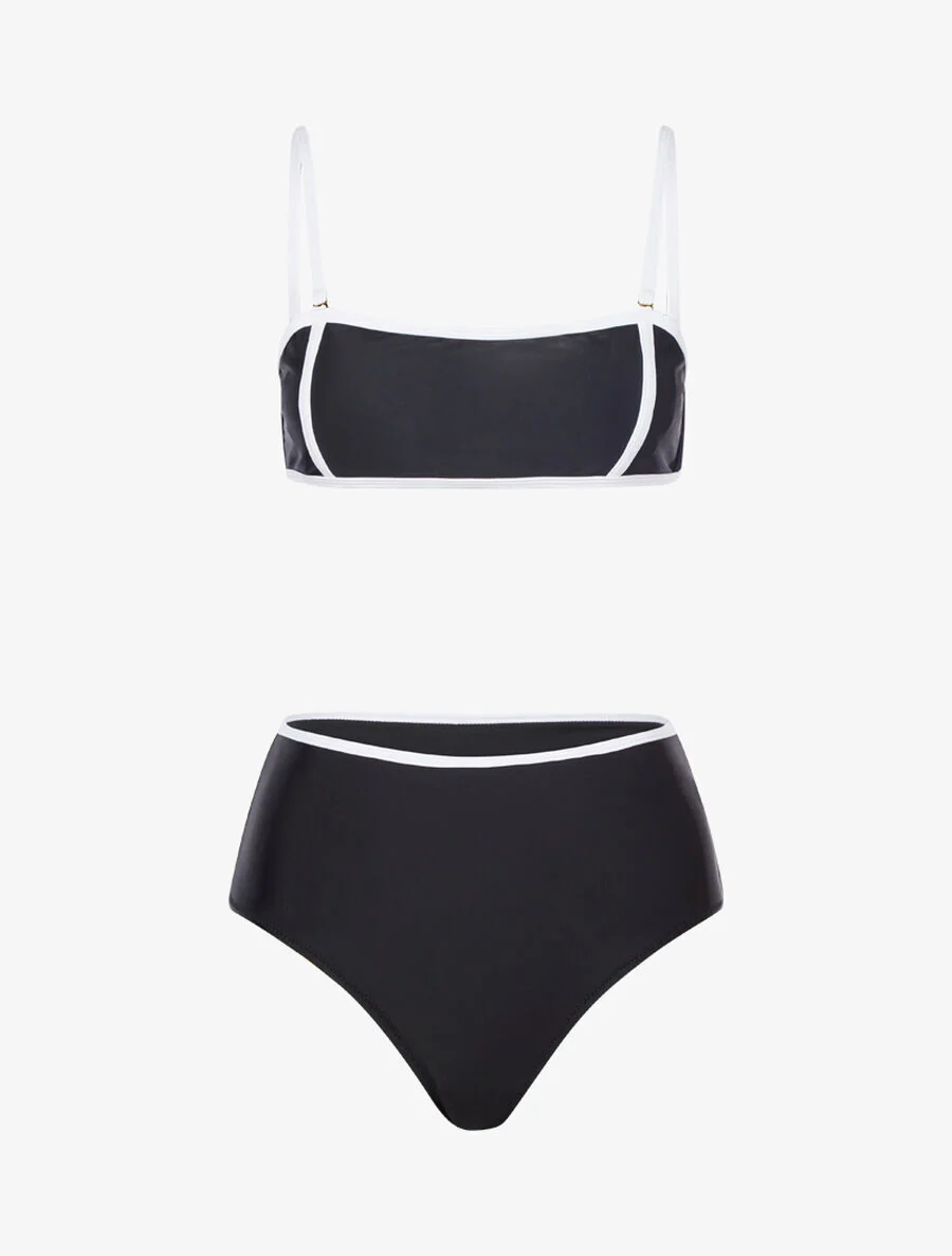 Bikini met contrasterende randen - Zwart
