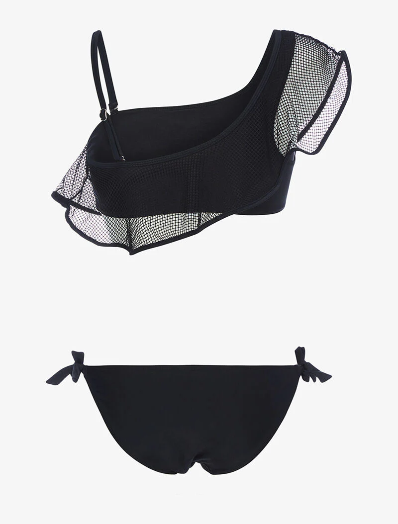 Bikini met ruches en net - zwart - Image 2