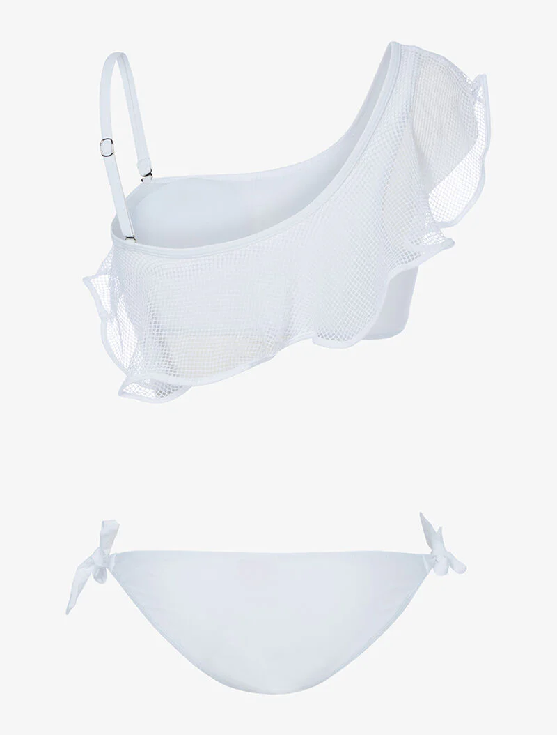 Bikini met ruches en net - wit - Image 2