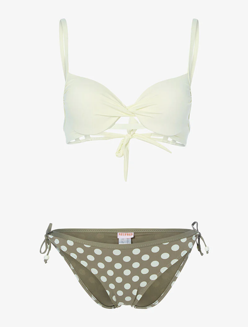 Bikini met stippenprint - beige/taupe