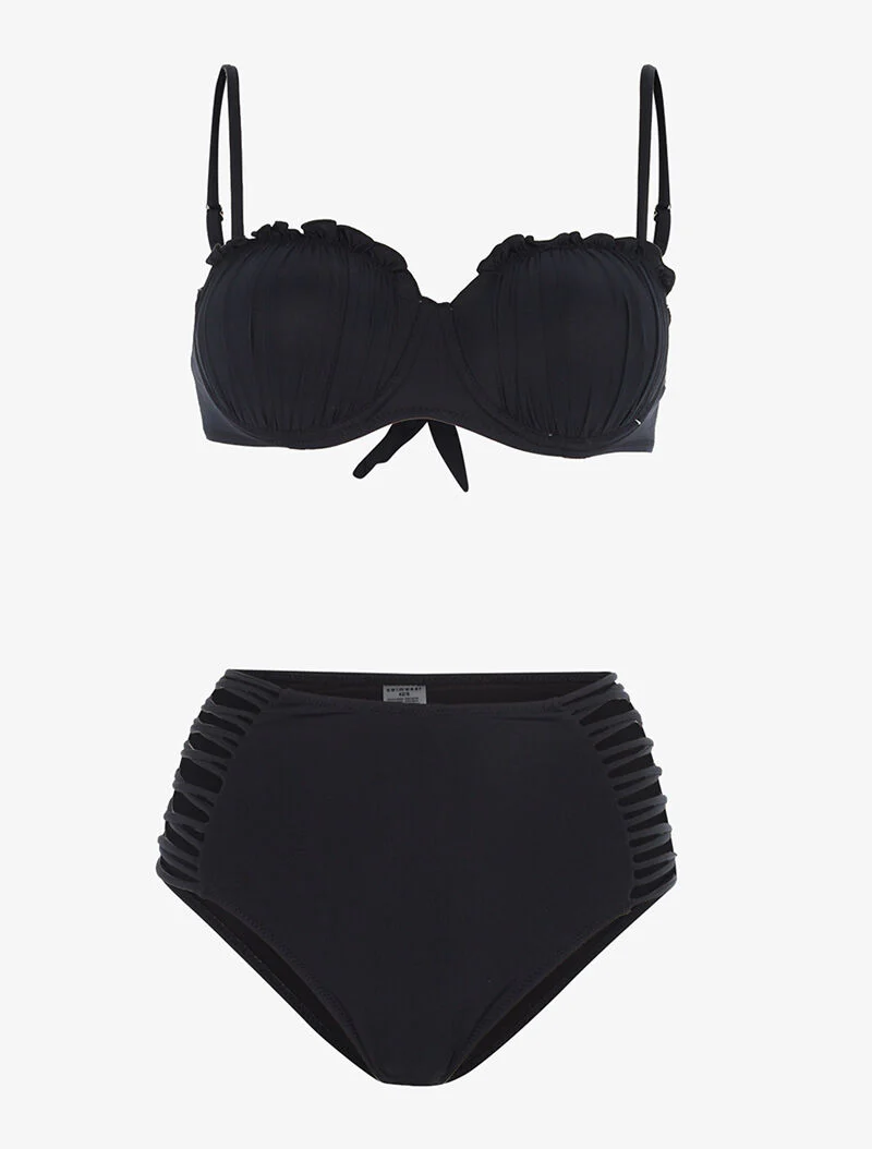Bikini slip kant uit - zwart