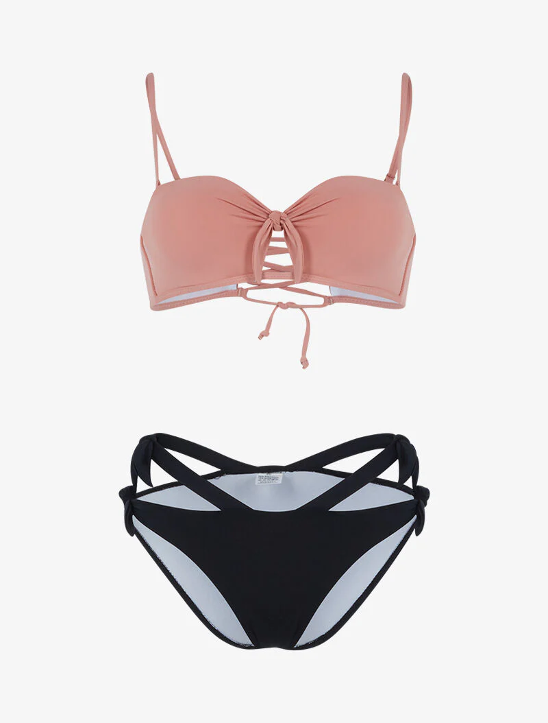 Bikini stijl niet bijpassend - roze/zwart